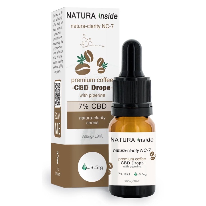 Ulei CBD 7% cu Piperina si Ulei de Cafea Seria Natura-Clarity, 10ml
