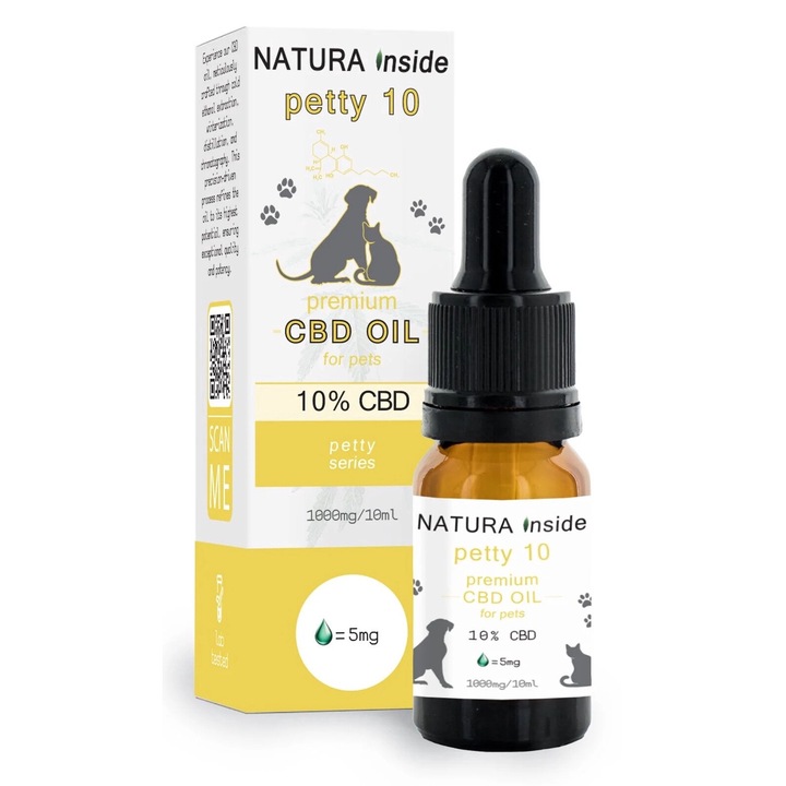 Ulei CBD Premium pentru animale de companie cu 90% ulei de somon si 10% CBD Seria Petty, 10ml