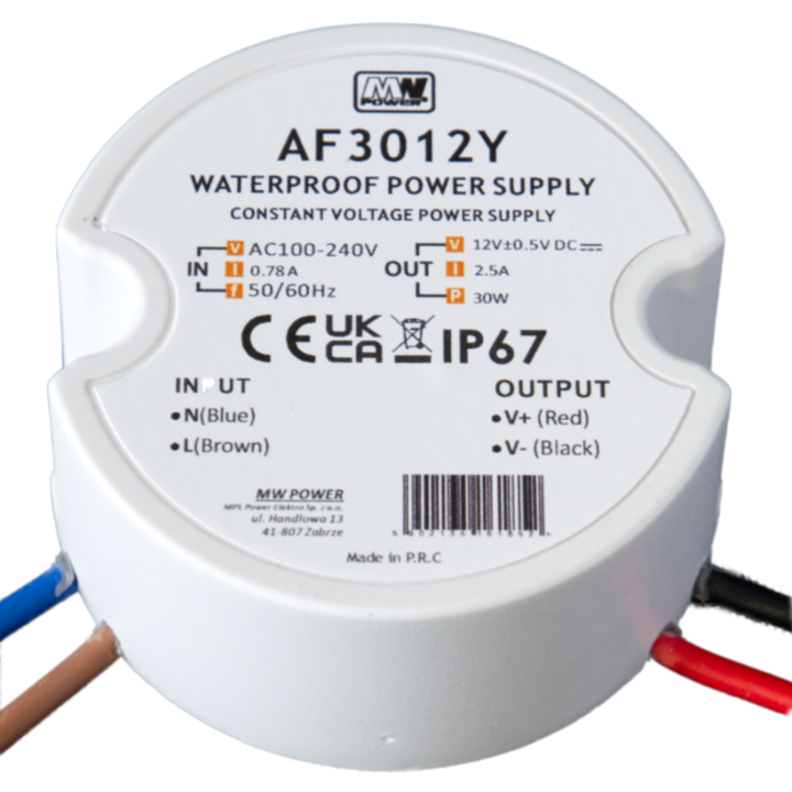Захранване, MW Power, 30 W, 12V, 2.5 A, бял