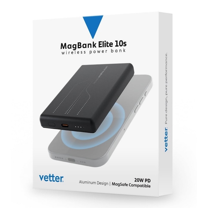 Acumulator extern Vetter, MagBank Elite 10s, Dark Grey, 10000mAh