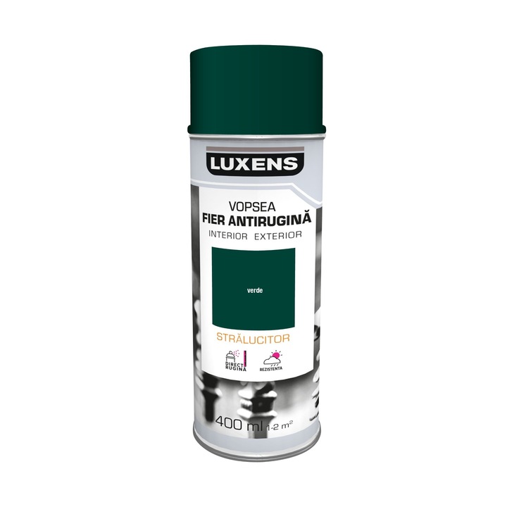 Vopsea spray Luxens, antirugina, verde muschi, lucios, 400 ml