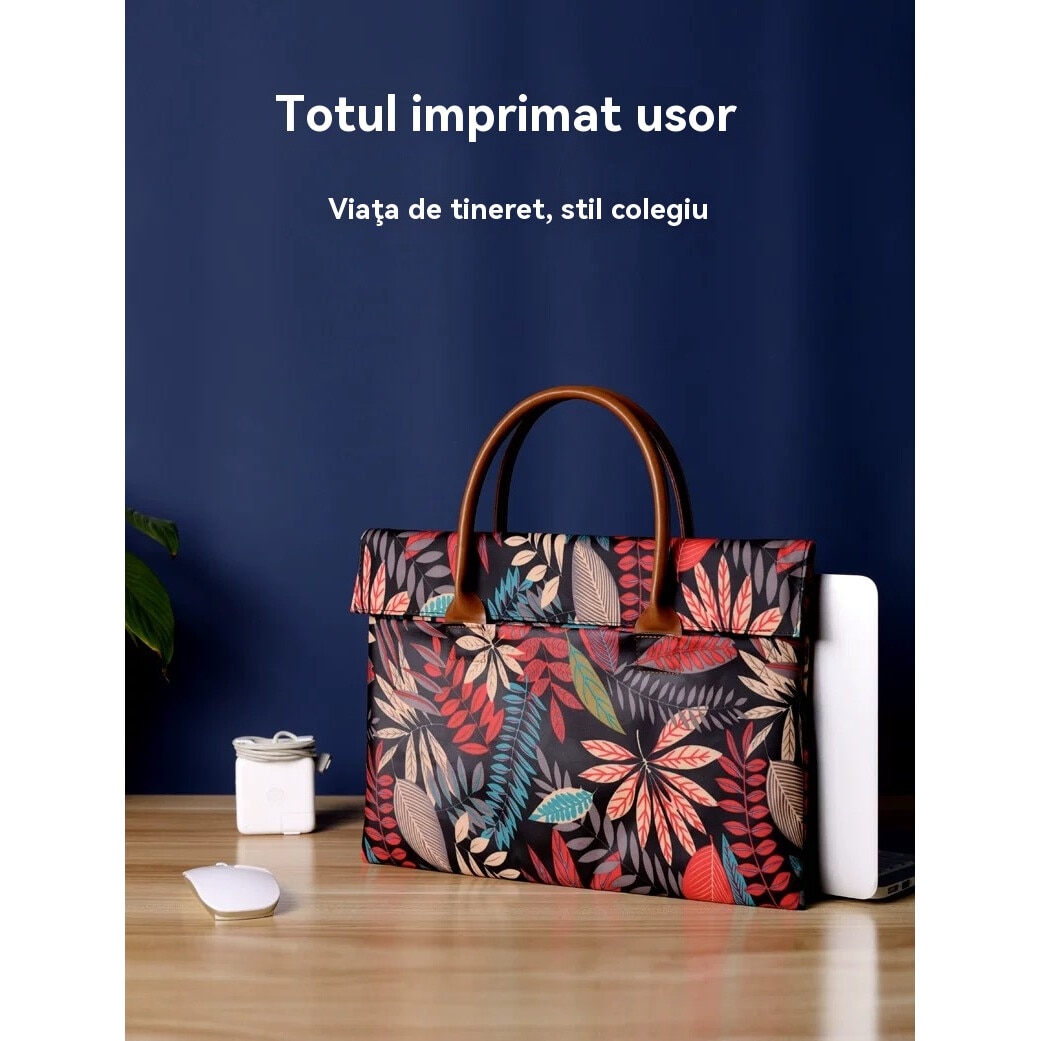 Geanta laptop, 14/15/15.4 inch, multicolor, 2in1, impermeabila, 27x38x2cm