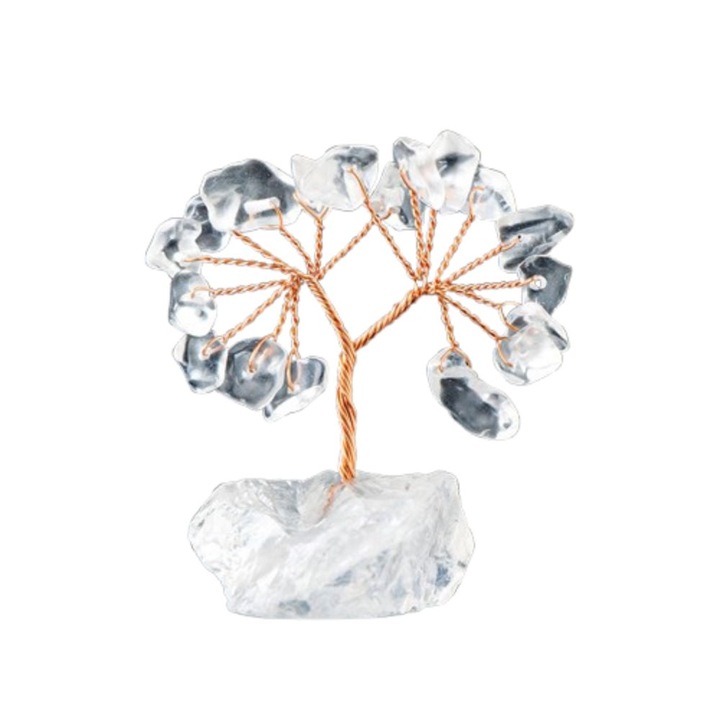 Kristályfa, dekoratív, 5,5-7 cm, rézhuzalok, fehér