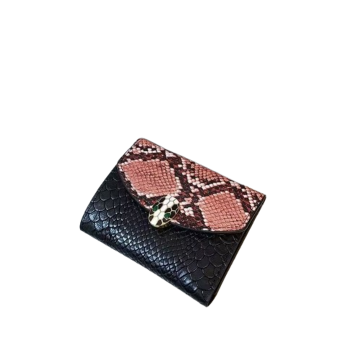 Portofel dama, negru/roz, 12x10x1.6cm, piele ecologica