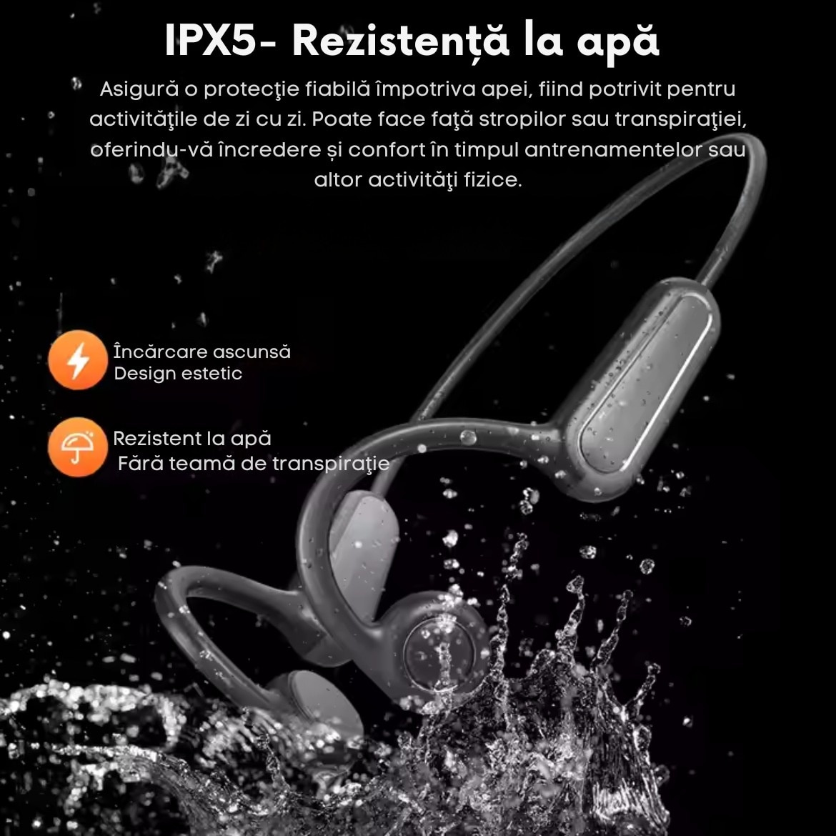 Casti Wireless, Open Ear, Bluetooth 5.3, Audio, cu Conductie Osoasa ...
