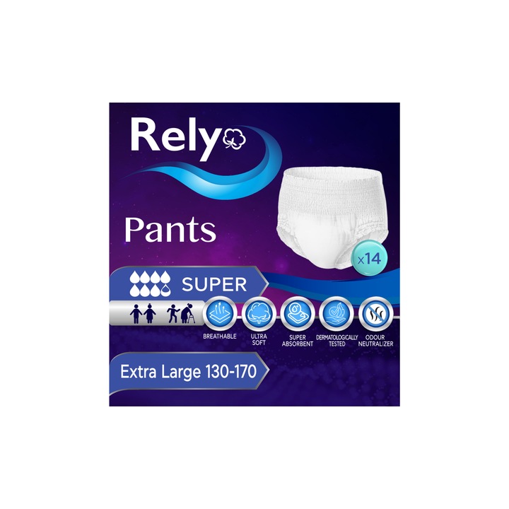 Chiloti pentru incontinenta adulti, Rely Pants Super, marime XL, 14 bucati