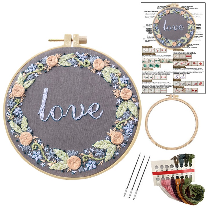 Kit broderie pentru incepatori, Umetoop, Model love, Multicolor