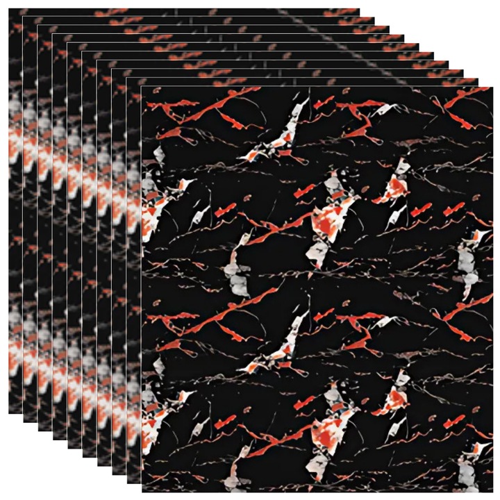 50 SDEPOT® tapéta csempe készlet, vastagság 2mm, méretek 60x60cm, márványutánzat, fekete piros mintával