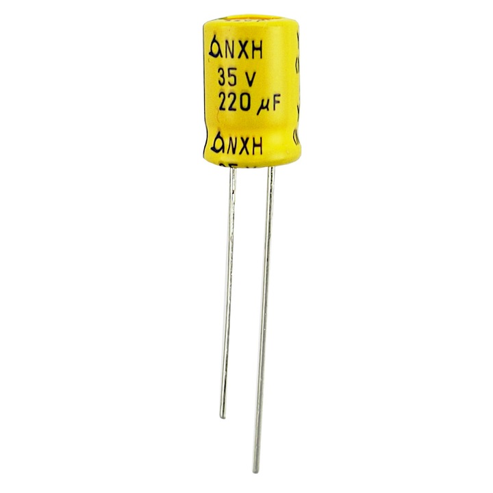 Condensator electrolitic 220uF 35V 8x11.5mm, galben, Samyoung
