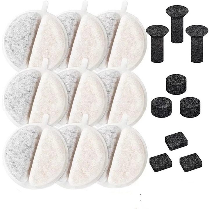 Set filtre pentru fantana de apa pentru pisici, carbon activ, 1 cartus, dimensiuni variate
