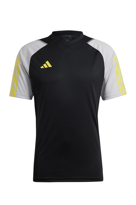 adidas Performance, Футболна тениска с лого, Черен/Лайм зелено