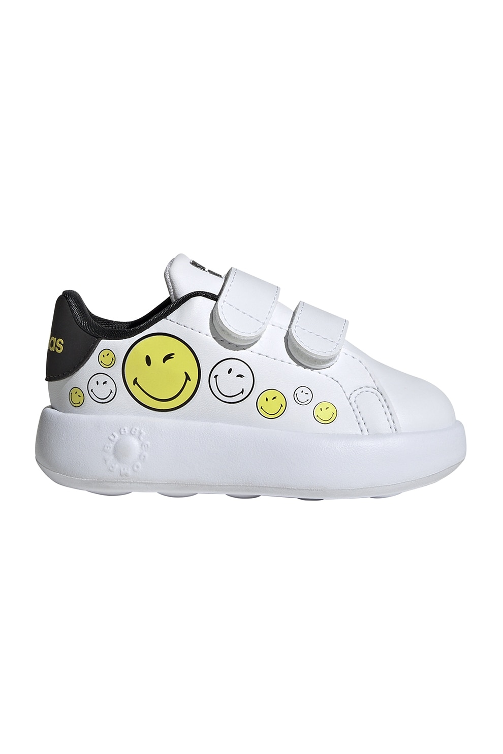 adidas Sportswear, Pantofi sport cu velcro Advantage Smiley, Alb, Negru, 26 EU
