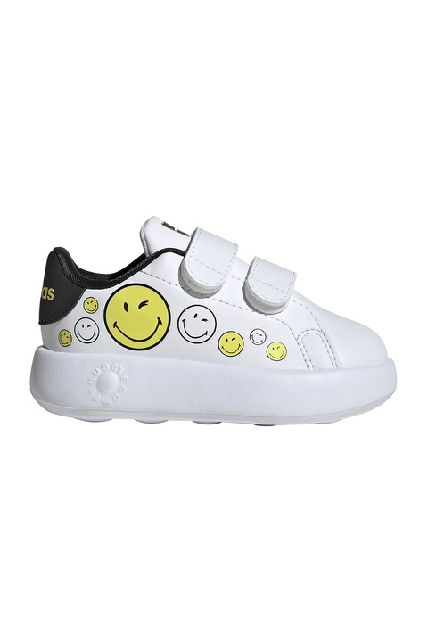 adidas Sportswear, Pantofi sport cu velcro Advantage Smiley, Alb/Negru