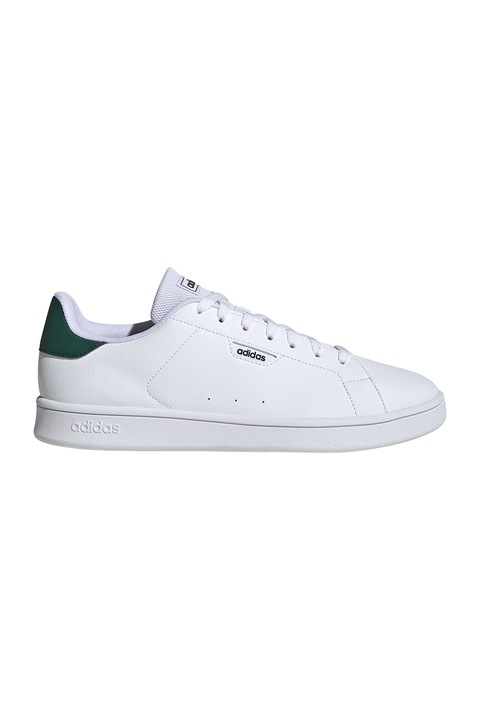 adidas Sportswear, Pantofi sport Urban Court de piele ecologica, Verde inchis/Alb optic