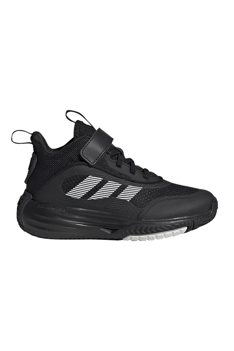 adidas Sportswear, Pantofi Own The Game 3.0 cu bareta velcro pentru baschet, Alb/Negru
