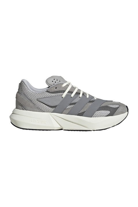adidas Sportswear, Pantofi sport Lightblaze cu insertii de piele intoarsa, Gri
