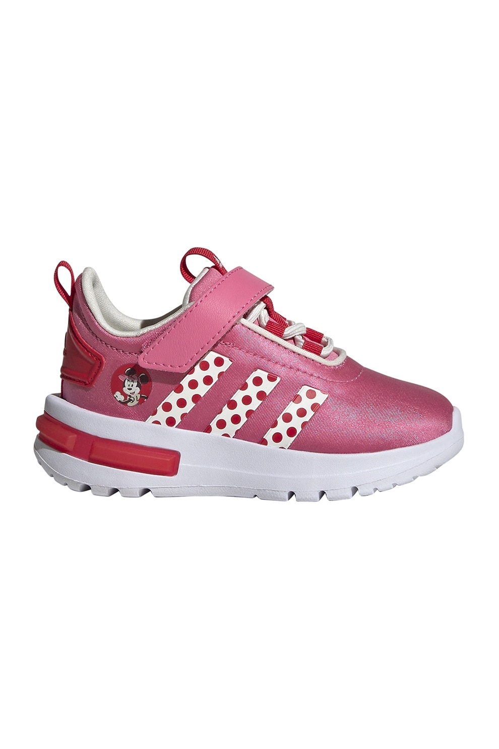 adidas Sportswear, Pantofi sport cu banda velcro Racer TR23 Minnie, Alb, Fucsia, 22 EU