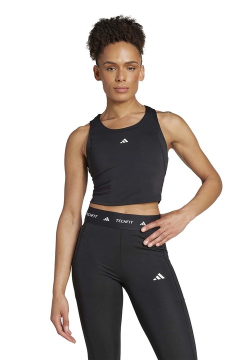 adidas Performance, Top crop pentru fitness Techfit, Negru, M