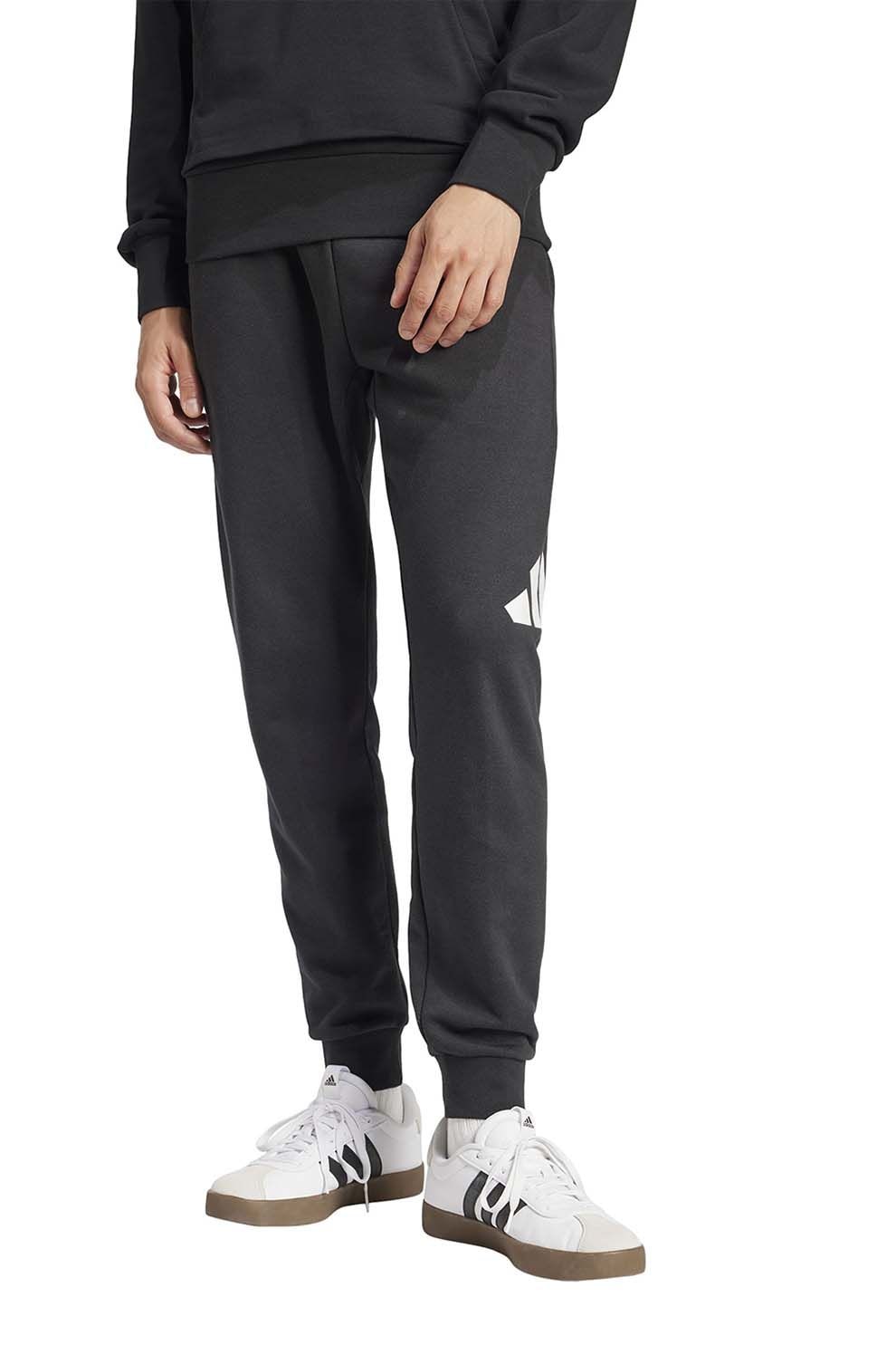 adidas Sportswear, Pantaloni de trening cu talie ajustabila, Negru stins, Alb optic, L