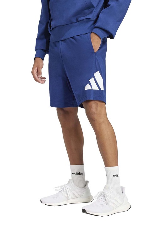 adidas Sportswear, Bermude cu talie ajustabila, Albastru royal/Alb optic
