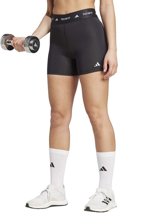 adidas Performance, Colanti scurti cu logo, pentru fitness, Negru