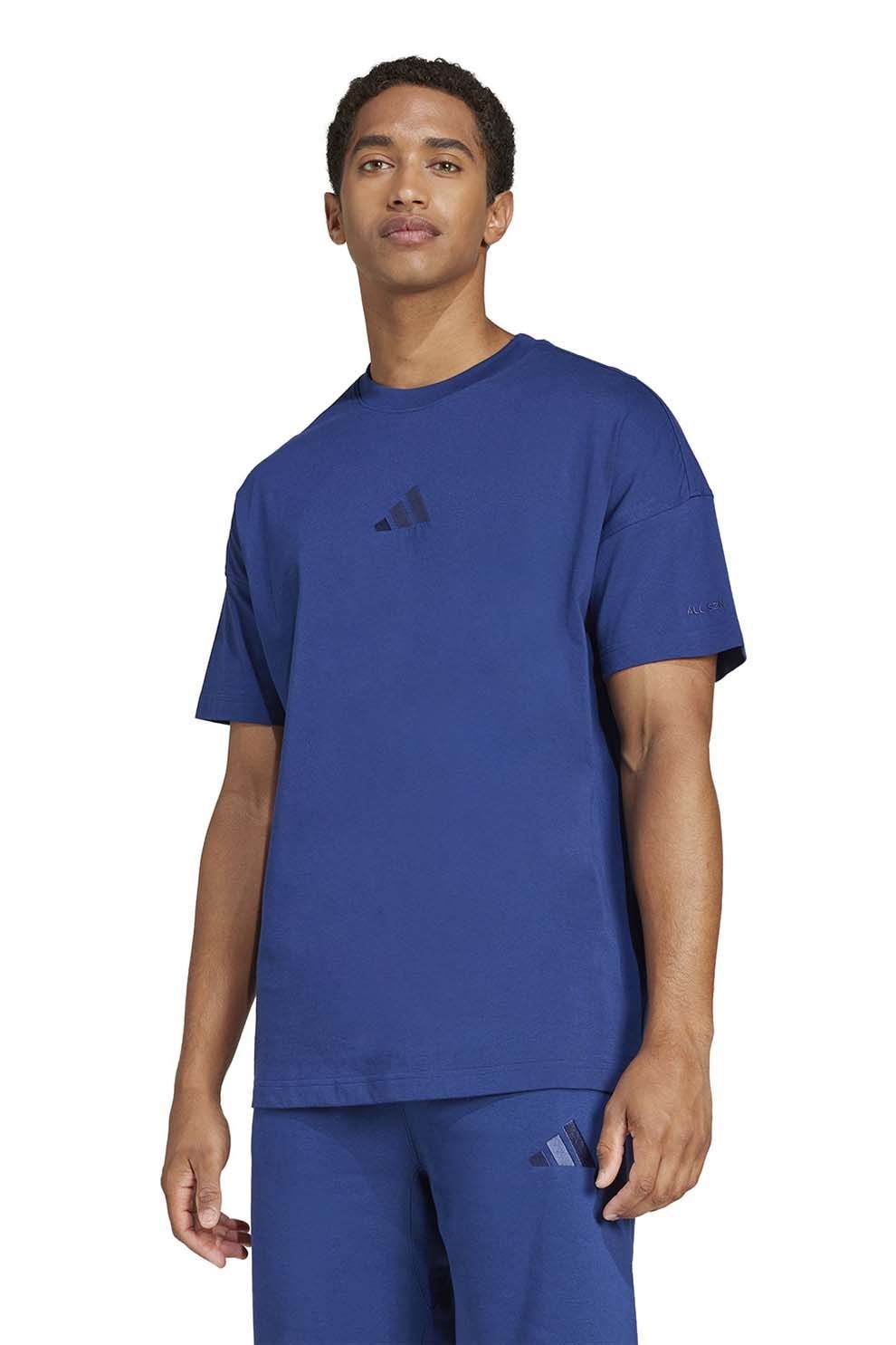 adidas Sportswear, Tricou lejer cu decolteu la baza gatului All Szn, Albastru inchis, S
