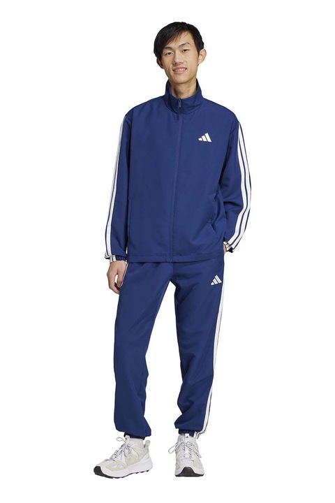 adidas Sportswear, Спортен екип с цип, Тъмносин/Бял