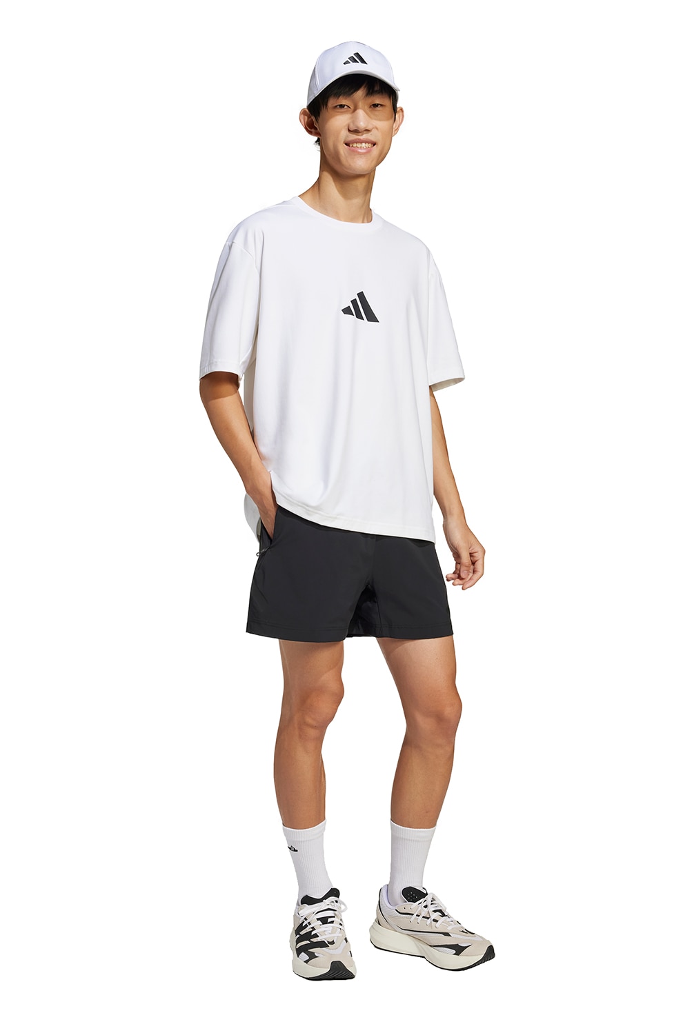 adidas Sportswear, Tricou lejer Z.N.E., Negru, Alb optic, S