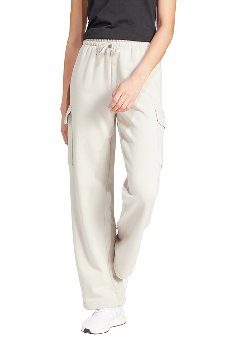 adidas Sportswear, Pantaloni de trening din amestec de bumbac cu buzunare cargo, Crem