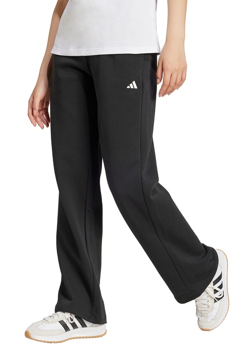 adidas Sportswear, Pantaloni de trening cu un snur in talie Essentials, Negru/Alb optic