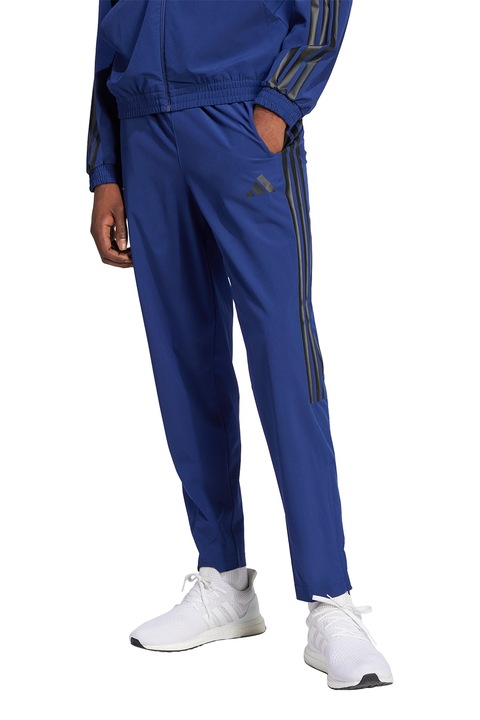 adidas Sportswear, Pantaloni de trening conici cu snur Tiro, Negru/Albastru inchis