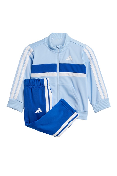 adidas Sportswear, Trening cu fermoar si model colorblock, Albastru pastel/Albastru royal/Alb optic