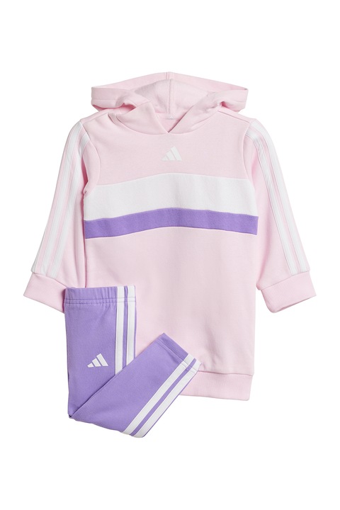 adidas Sportswear, Trening din amestec de bumbac cu logo, Lila/Alb optic/Roz pal, 68 CM
