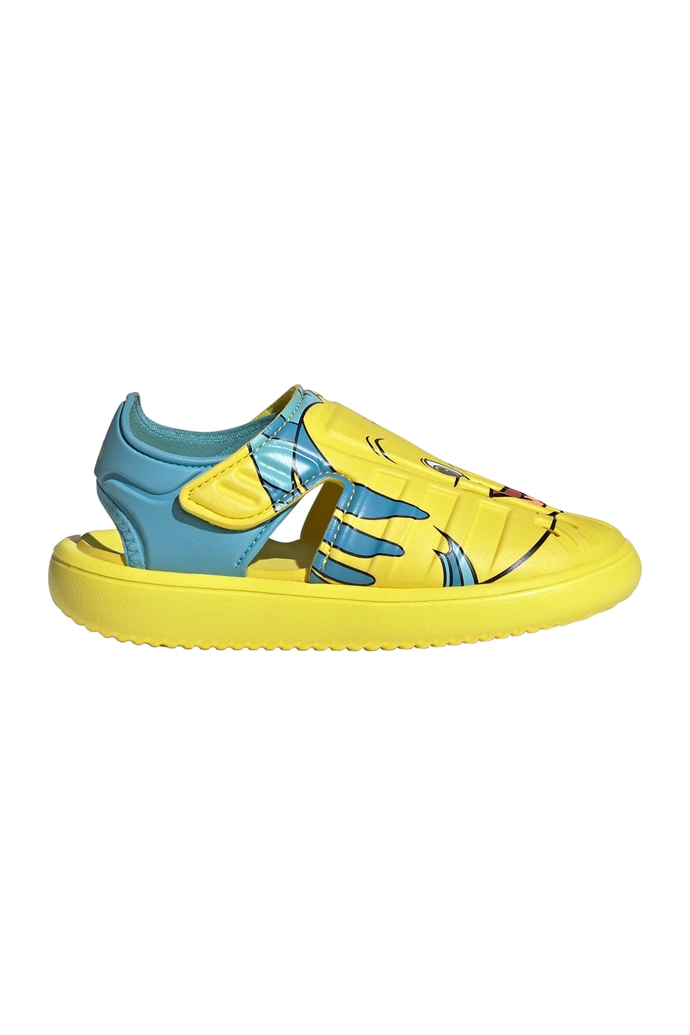 adidas Sportswear, Sandale cu model grafic, Galben, Turcoaz, 32 EU