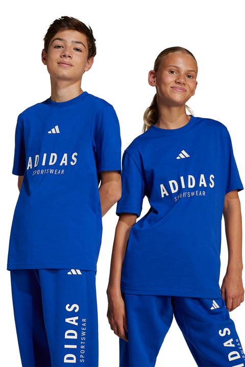 adidas Sportswear, Logós pamutpóló, Királykék/Fehér