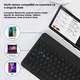 Tastatura Bluetooth wireless, compatibila cu iPad, tableta, telefon, tastatura universala pentru trei sisteme, include mouse wireless, conectare automata, 10 inci, negru