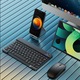 Tastatura Bluetooth wireless, compatibila cu iPad, tableta, telefon, tastatura universala pentru trei sisteme, include mouse wireless, conectare automata, 10 inci, negru