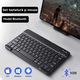 Tastatura Bluetooth wireless, compatibila cu iPad, tableta, telefon, tastatura universala pentru trei sisteme, include mouse wireless, conectare automata, 10 inci, negru