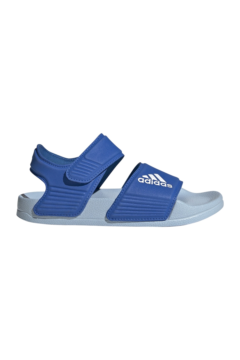 adidas Sportswear, Sandale cu velcro si logo Adilette, Albastru lavanda, Albastru glaciar, 33 EU