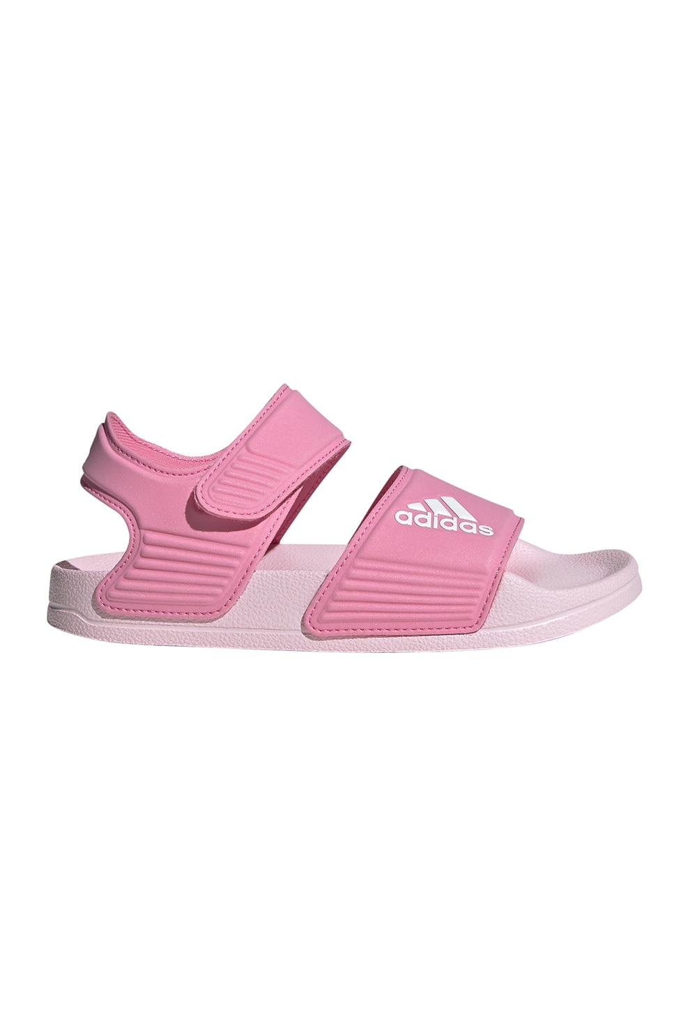 adidas Sportswear, Sandale cu velcro si logo Adilette, Alb, Roz deschis, Roz, 34 EU