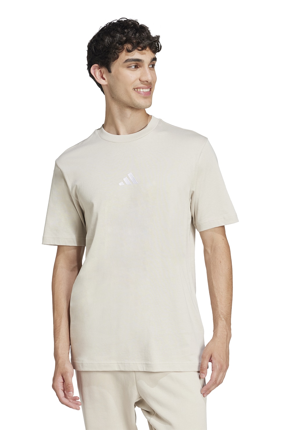 adidas Sportswear, Tricou din bumbac cu logo brodat, Bej, Maro camel, S