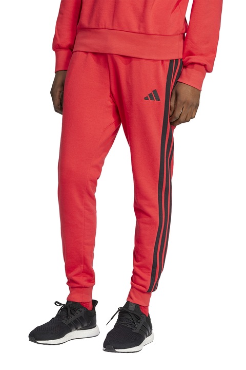 adidas Sportswear, Pantaloni de trening cu logo si snur, Negru/Coral