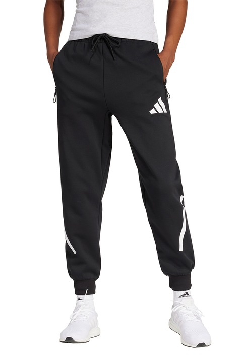 adidas Sportswear, Спортен панталон Z.N.E. с джобове с цип, Черен/Бял