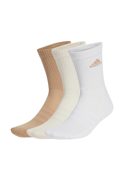 adidas Performance, Унисекс дълги чорапи с рипс - 3 чифта, Бежов/Бял/Карамел