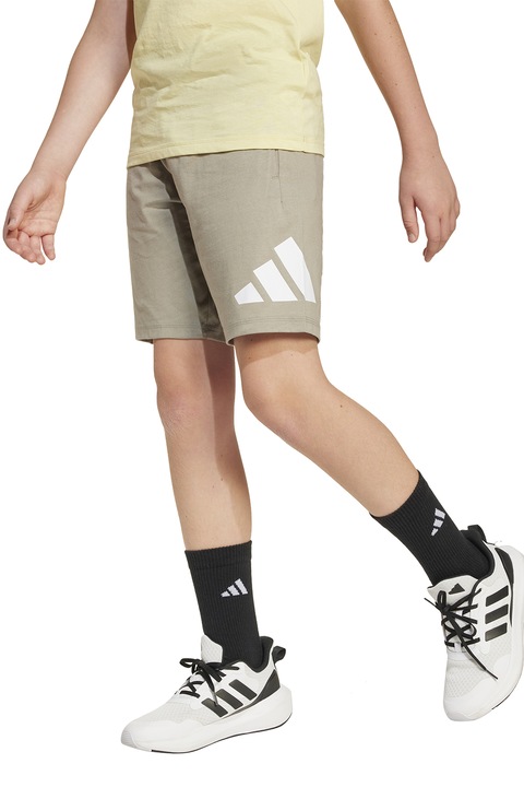 adidas Sportswear, Bermude cu imprimeu logo, Maro taupe deschis