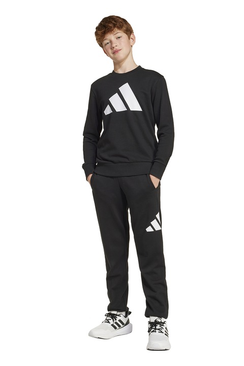 adidas Sportswear, Trening cu imprimeu logo, Alb/Negru