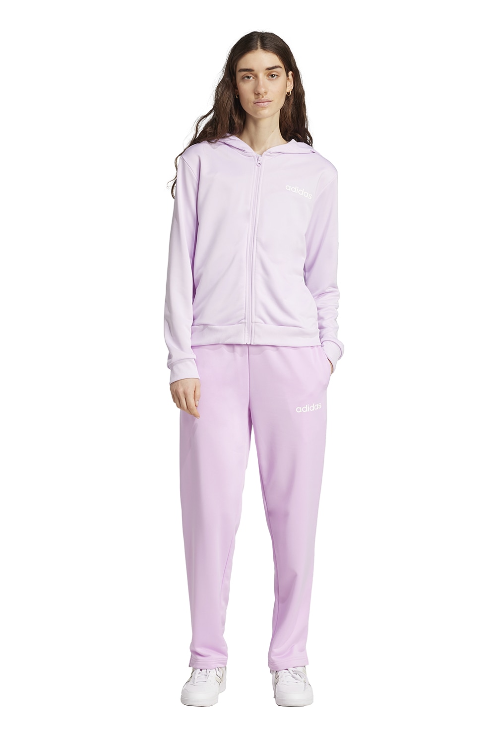 adidas Sportswear, Trening cu hanorac crop Glam, Albastru deschis