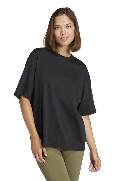 adidas Sportswear, Tricou supradimensionat din bumbac, Negru