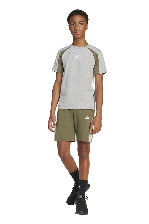 adidas Sportswear, Pantaloni scurti din amestec de bumbac cu logo, Kaki