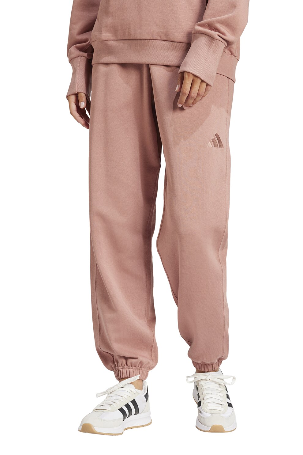 adidas Sportswear, Pantaloni de trening din bumbac cu talie ajustabila ALL SZN, Roz prafuit, XS